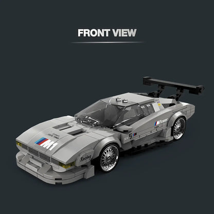 front view of happy build powerblock timeless series pb8819 bmw m1 model car building blocks toy