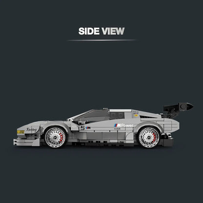 side view of happy build powerblock timeless series pb8819 bmw m1 model car building blocks toy