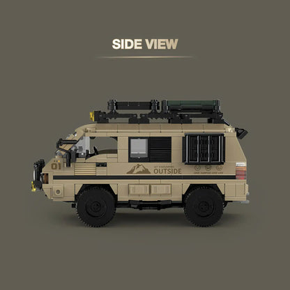 side view of happy build powerblock pb8823 delica camper model car building blocks set 