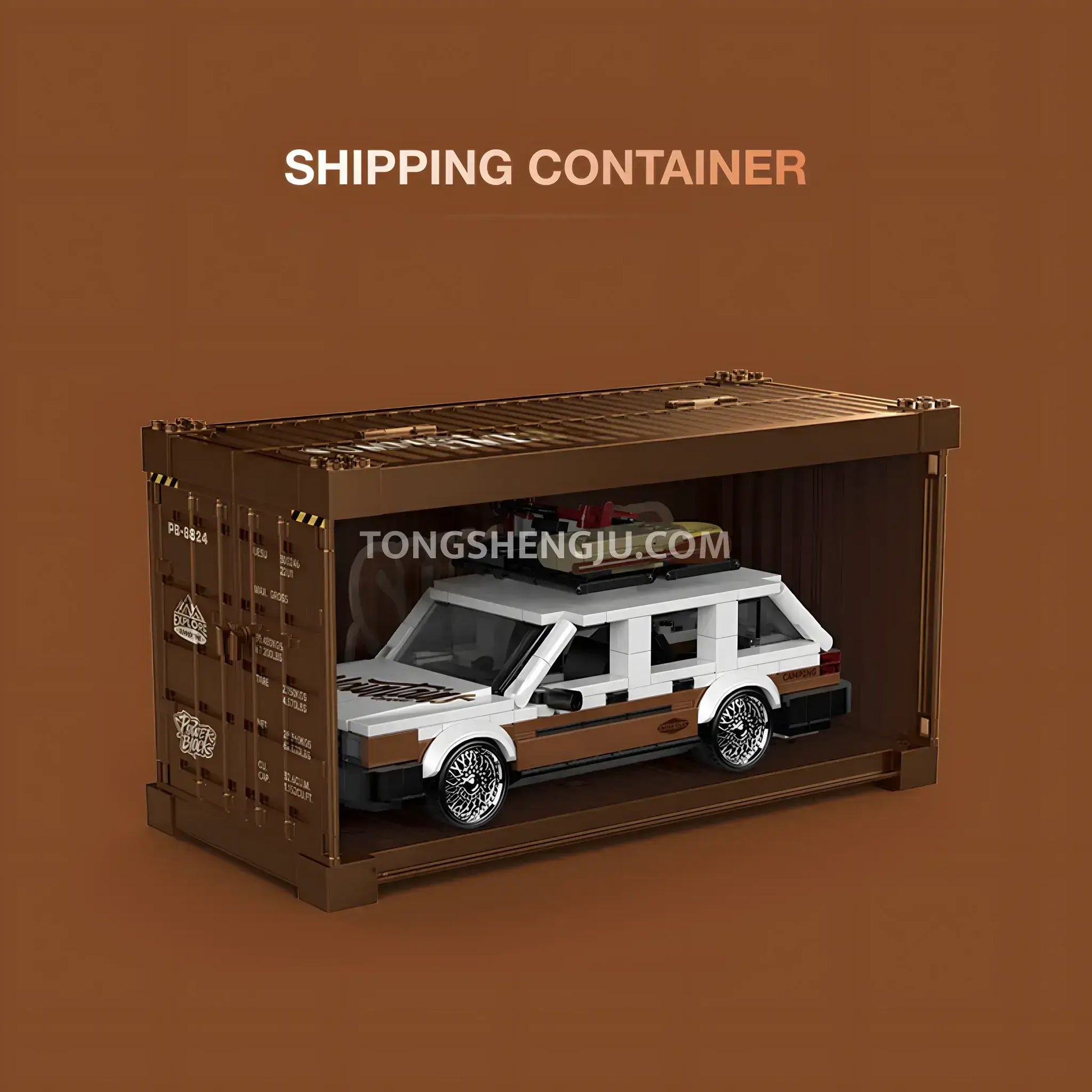 shipping container of happy build powerblock pb8824 santana station wagon sports car building blocks set model car