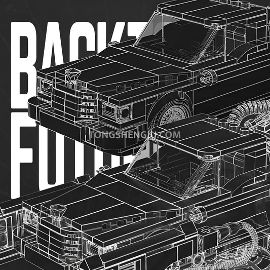 happy build powerblock pb8827 futuristic chariot sports car building blocks set model car back to future series compatible with lego champions series
