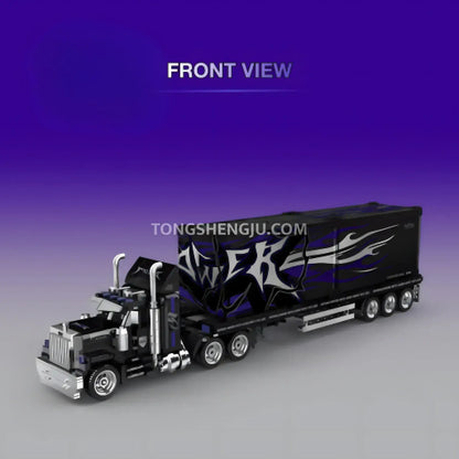 front view of happy build powerblock pb8829 gmc heavy duty truck sports car building blocks set model car