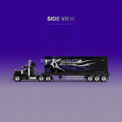 side view of happy build powerblock pb8829 gmc heavy duty truck sports car building blocks set model car