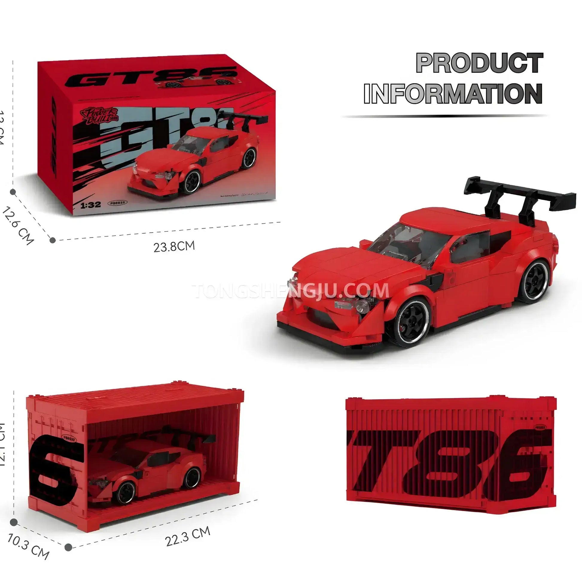 product information of happy build powerblock pb8832 toyota gt86 supercar building blocks set model car