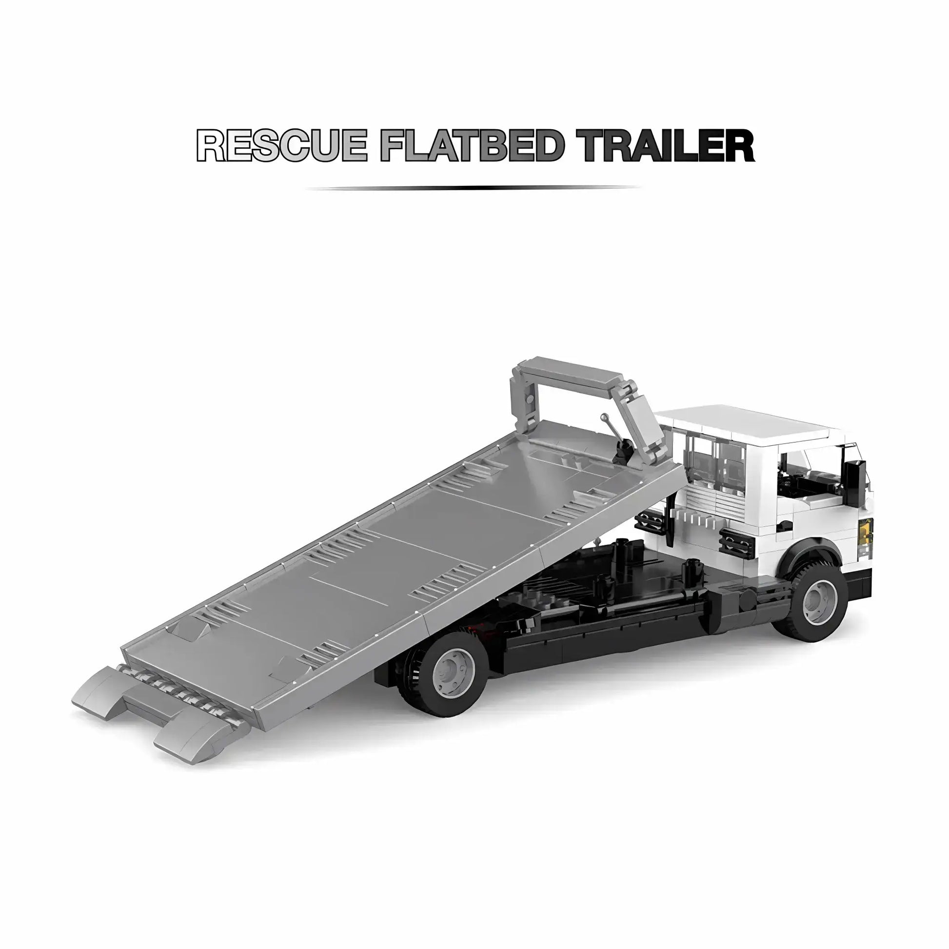 happy build powerblock pb8836 rescue flatbed trailer model car building blocks toy trailer lift plate