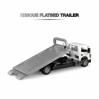 happy build powerblock pb8836 rescue flatbed trailer model car building blocks toy trailer lift plate