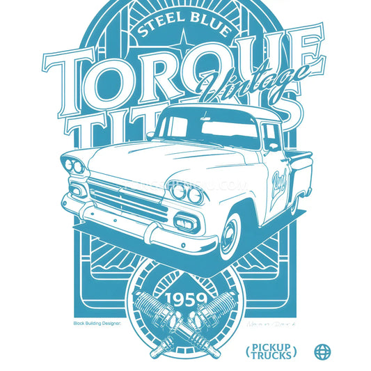 happy build power block pb8840 steel blue vintage pickup trucks building blocks set model car torque titans series compatible with lego