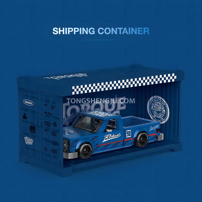 shipping container of happy build power block pb8841 street fury vintage pickup trucks building blocks set model car 