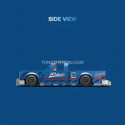 side view of happy build power block pb8841 street fury vintage pickup trucks building blocks set model car 