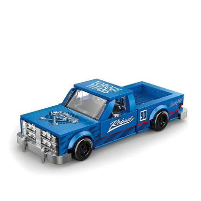 static version of happy build power block pb8841 street fury vintage pickup trucks building blocks set model car 