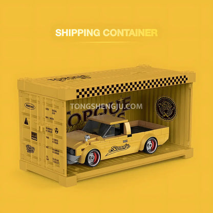 shipping container of happy build power block pb8842 freedom cruiser vintage pickup trucks building blocks set model car