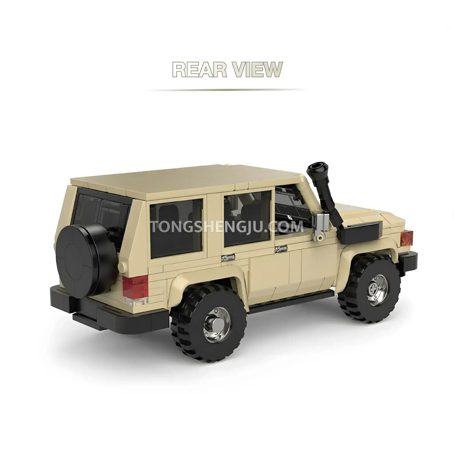 rear view of happy build power build pb8850 toyota land curiser off road car building set model car 