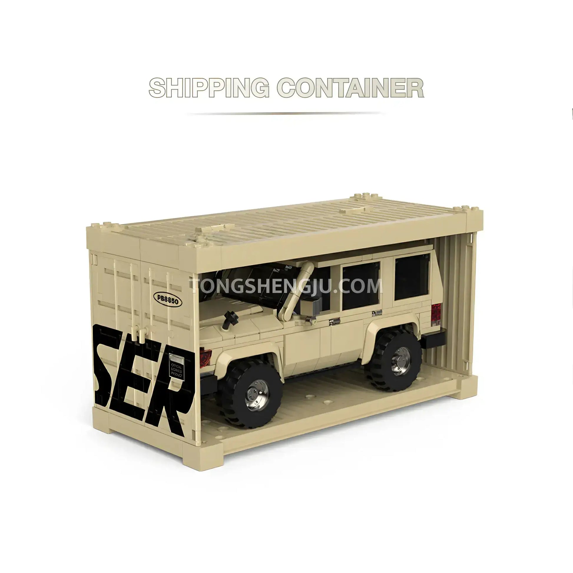 shipping container of happy build power build pb8850 toyota land curiser off road car building set model car 