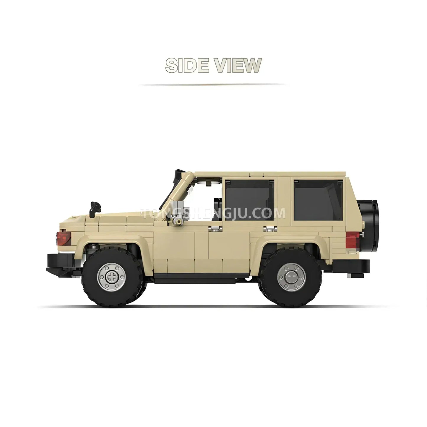 side view of happy build power build pb8850 toyota land curiser off road car building set model car 
