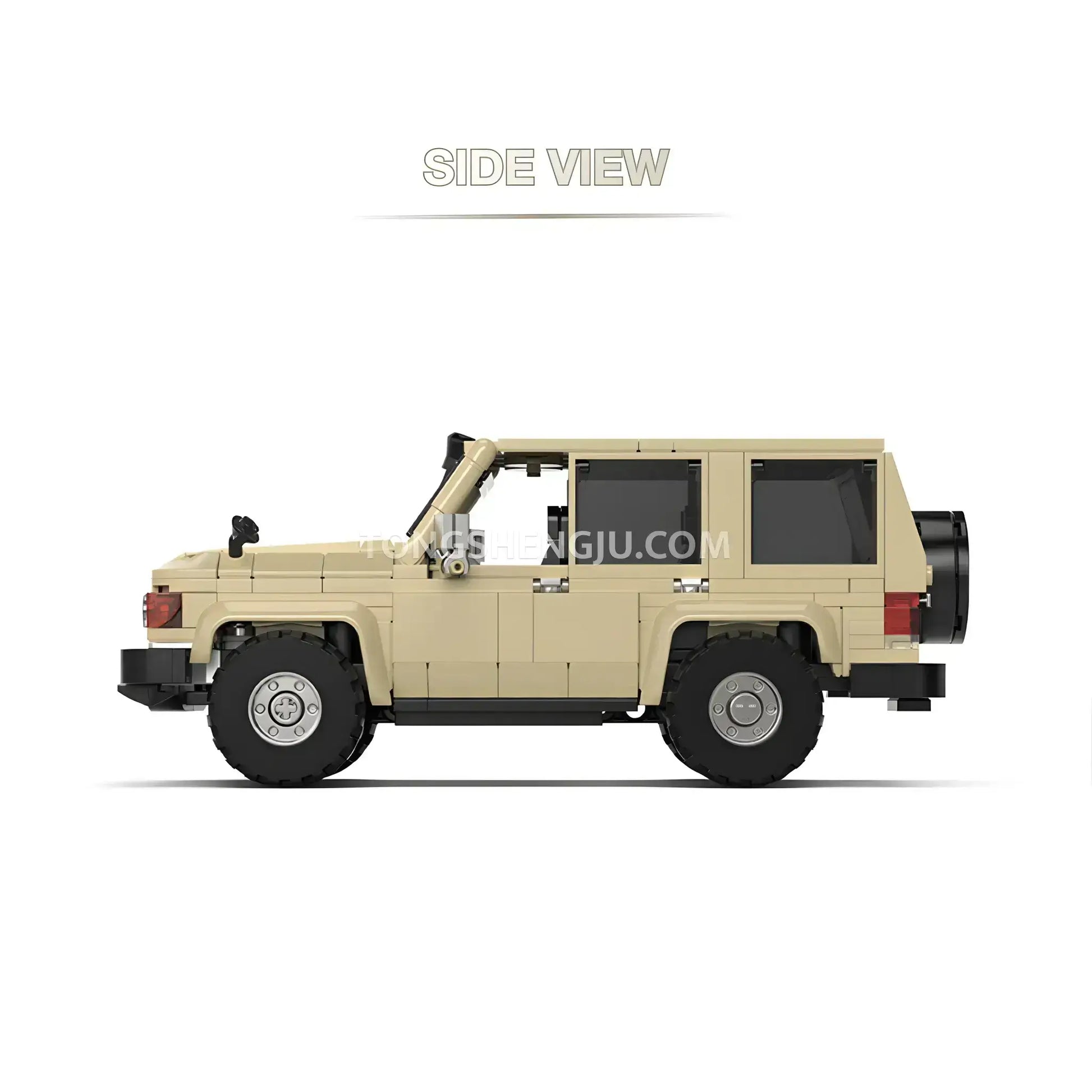 side view of happy build power build pb8850 toyota land curiser off road car building set model car 