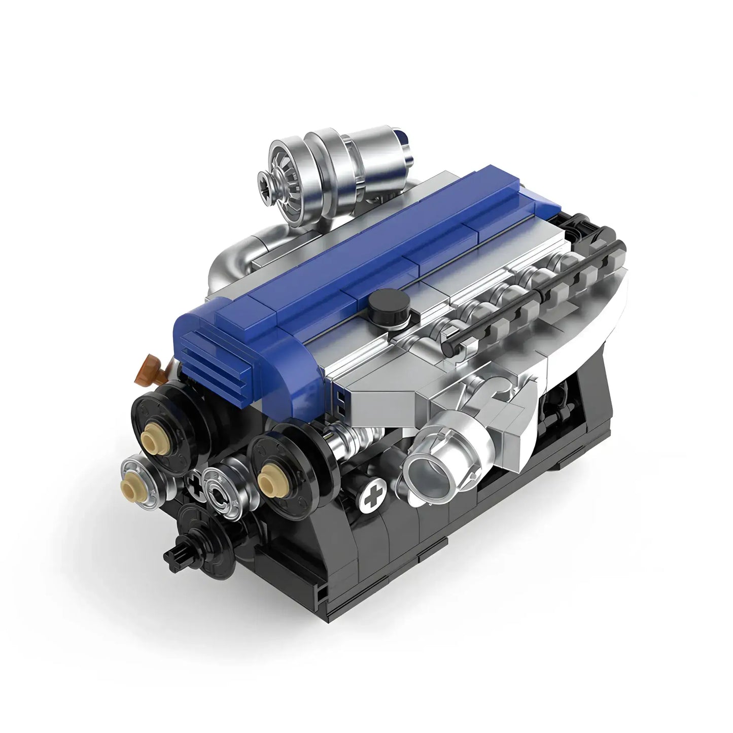 front view of happybuild powerbuild pb8869a sokun 2jz gte mini engine model car bulding blocks set