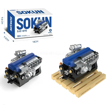 product information of happybuild powerbuild pb8869a sokun 2jz gte mini engine model car bulding blocks set