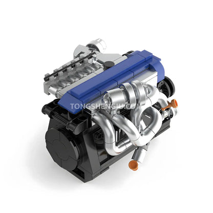rear view of happybuild powerbuild pb8869a sokun 2jz gte mini engine model car bulding blocks set