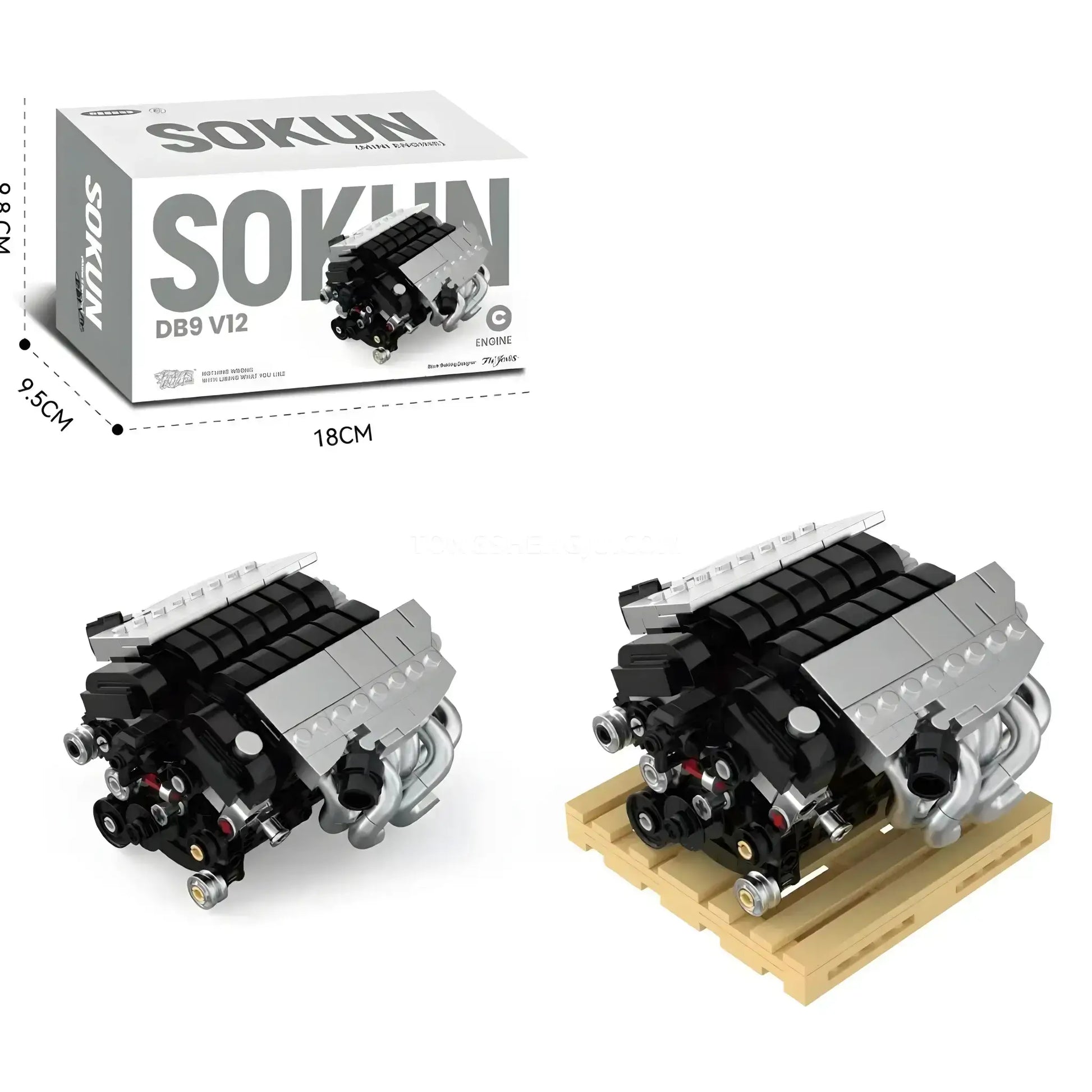 product information of happybuild powerblock pb8869c sukon db9 v12 mini engine model car building set 