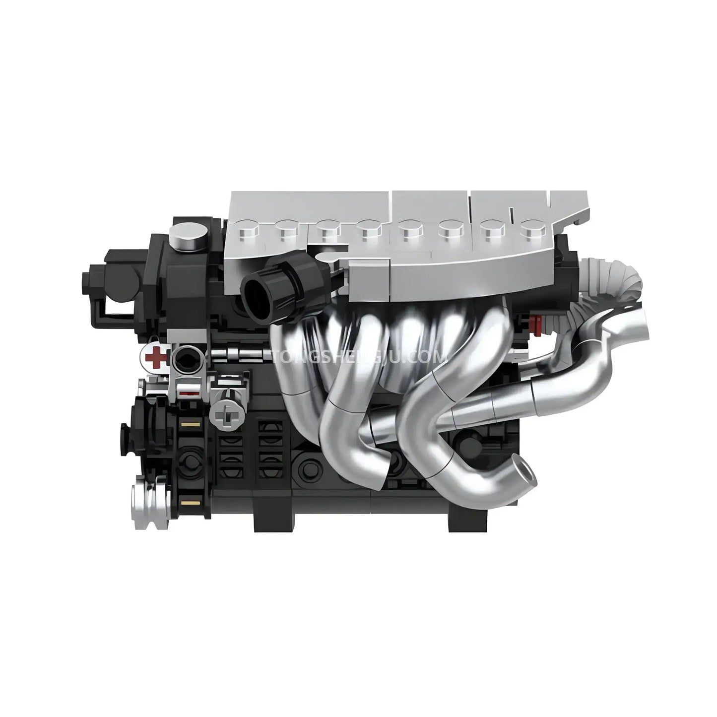 happybuild powerblock pb8869c sukon db9 v12 mini engine model car building set  realistic exhaust system