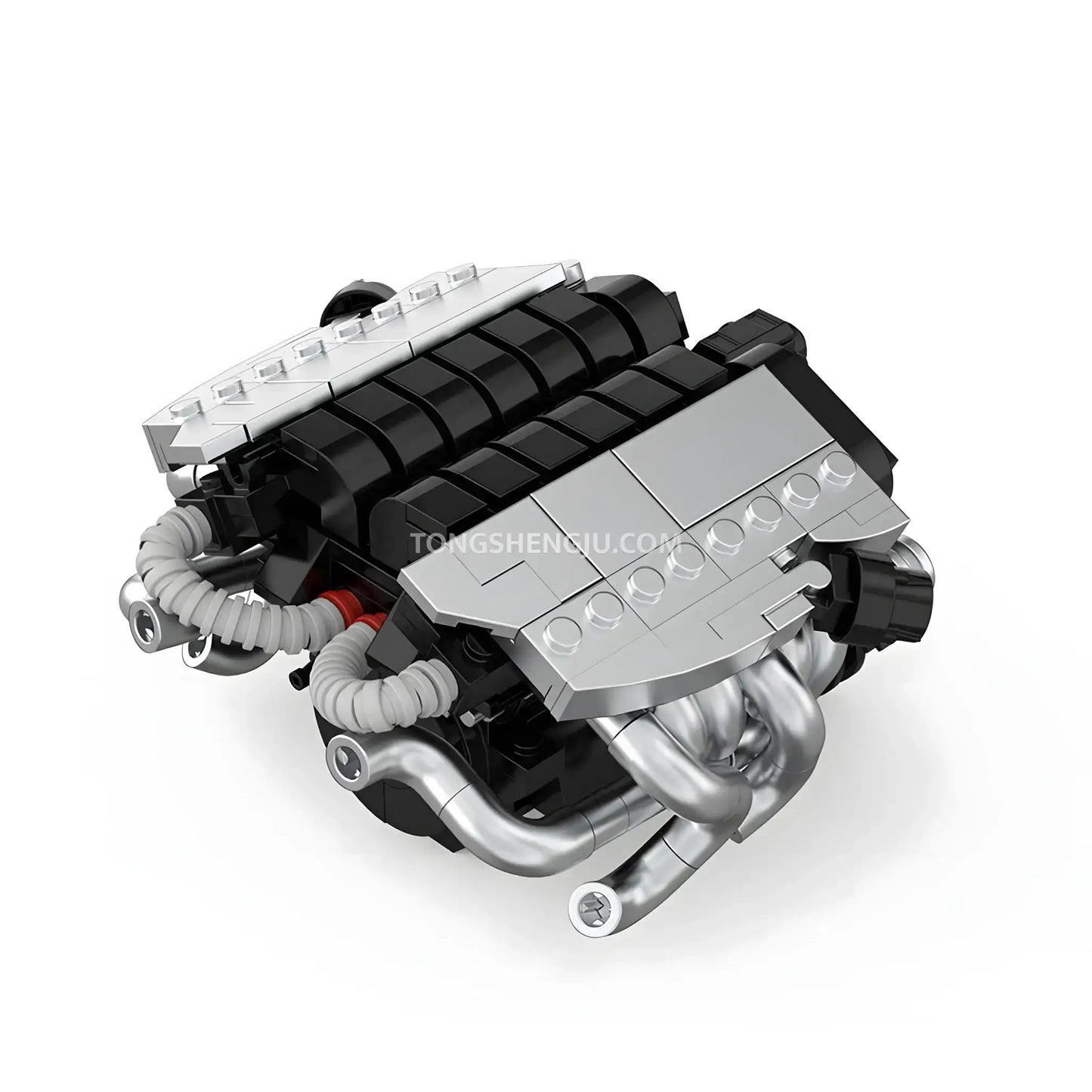 rear view of happybuild powerblock pb8869c sukon db9 v12 mini engine model car building set 