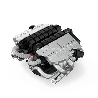 rear view of happybuild powerblock pb8869c sukon db9 v12 mini engine model car building set 