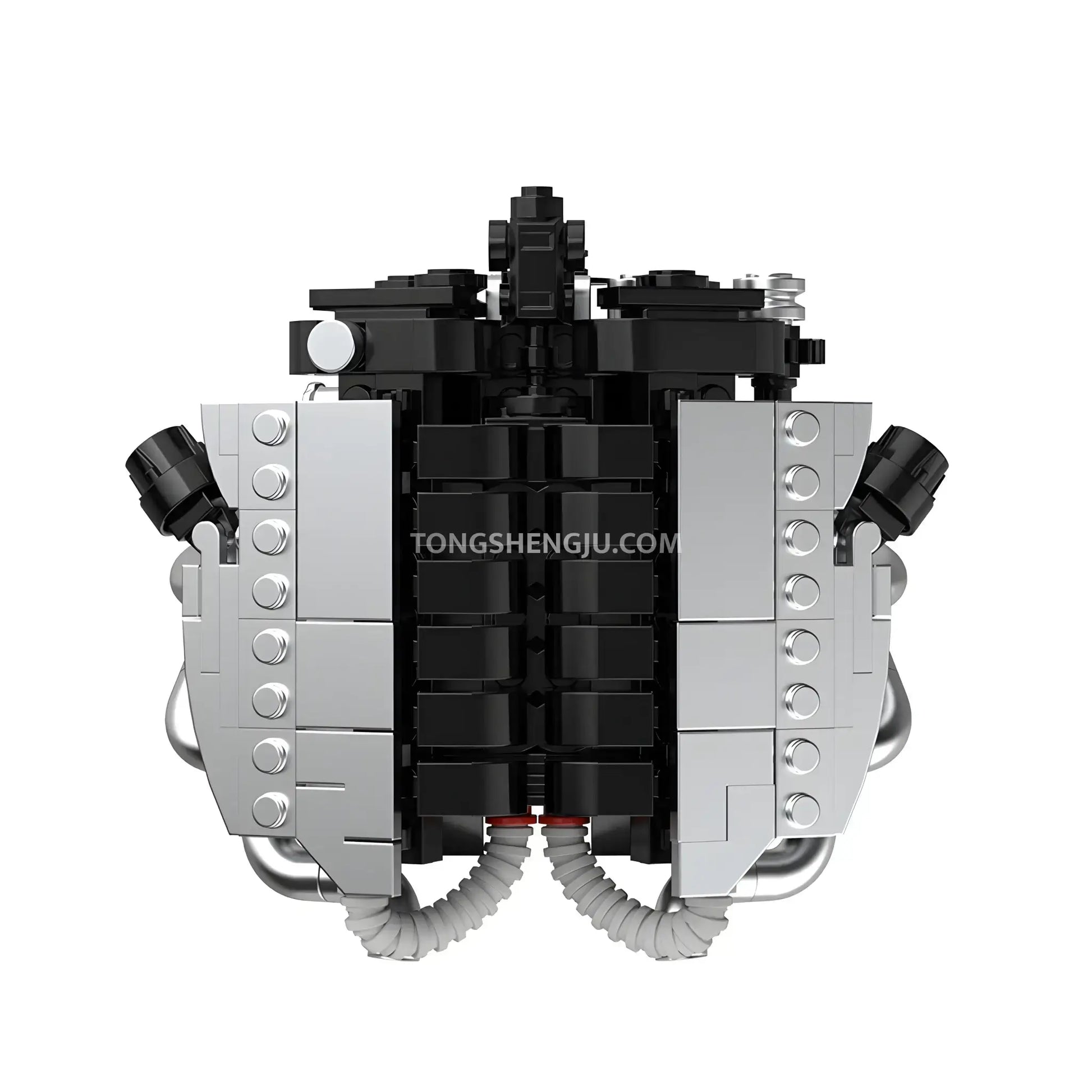 top view of happybuild powerblock pb8869c sukon db9 v12 mini engine model car building set 