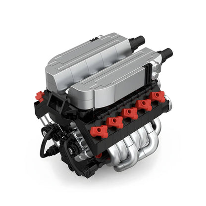 front view of happybuild powerblock pb8869d sukon R8 v10 mini engine model car building set