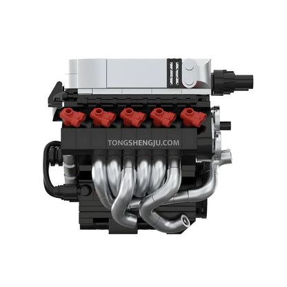 left view of happybuild powerblock pb8869d sukon R8 v10 mini engine model car building set