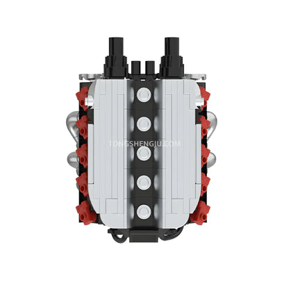 top view of happybuild powerblock pb8869d sukon R8 v10 mini engine model car building set  