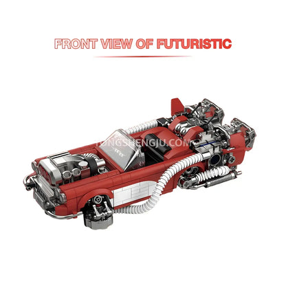 futuristic front view of happybuild powerbuild pb8828 3in1 crimson revival car building set model car