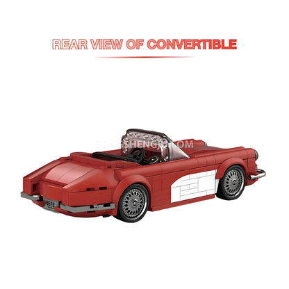 convertible rear view of happybuild powerbuild pb8828 3in1 crimson revival car building set model car 
