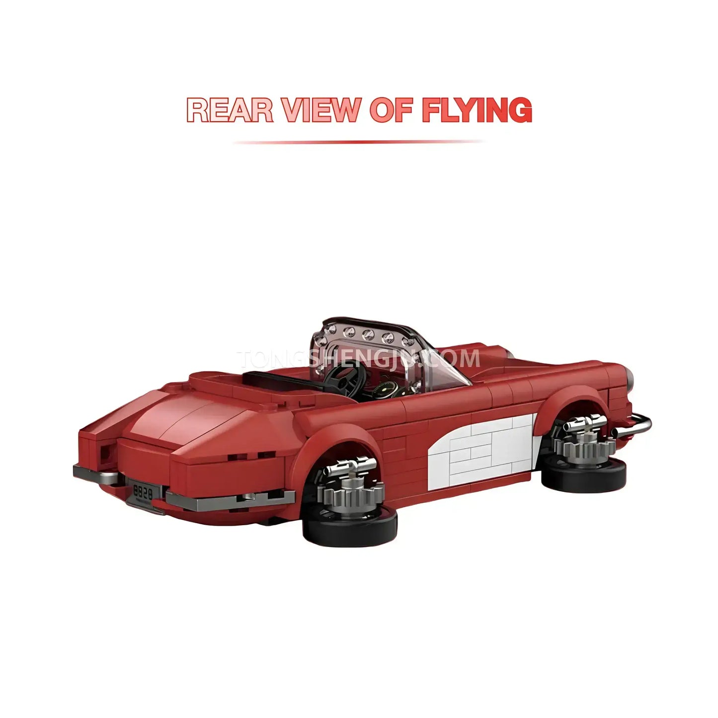 flying mode rear view of happybuild powerbuild pb8828 3in1 crimson revival car building set model car