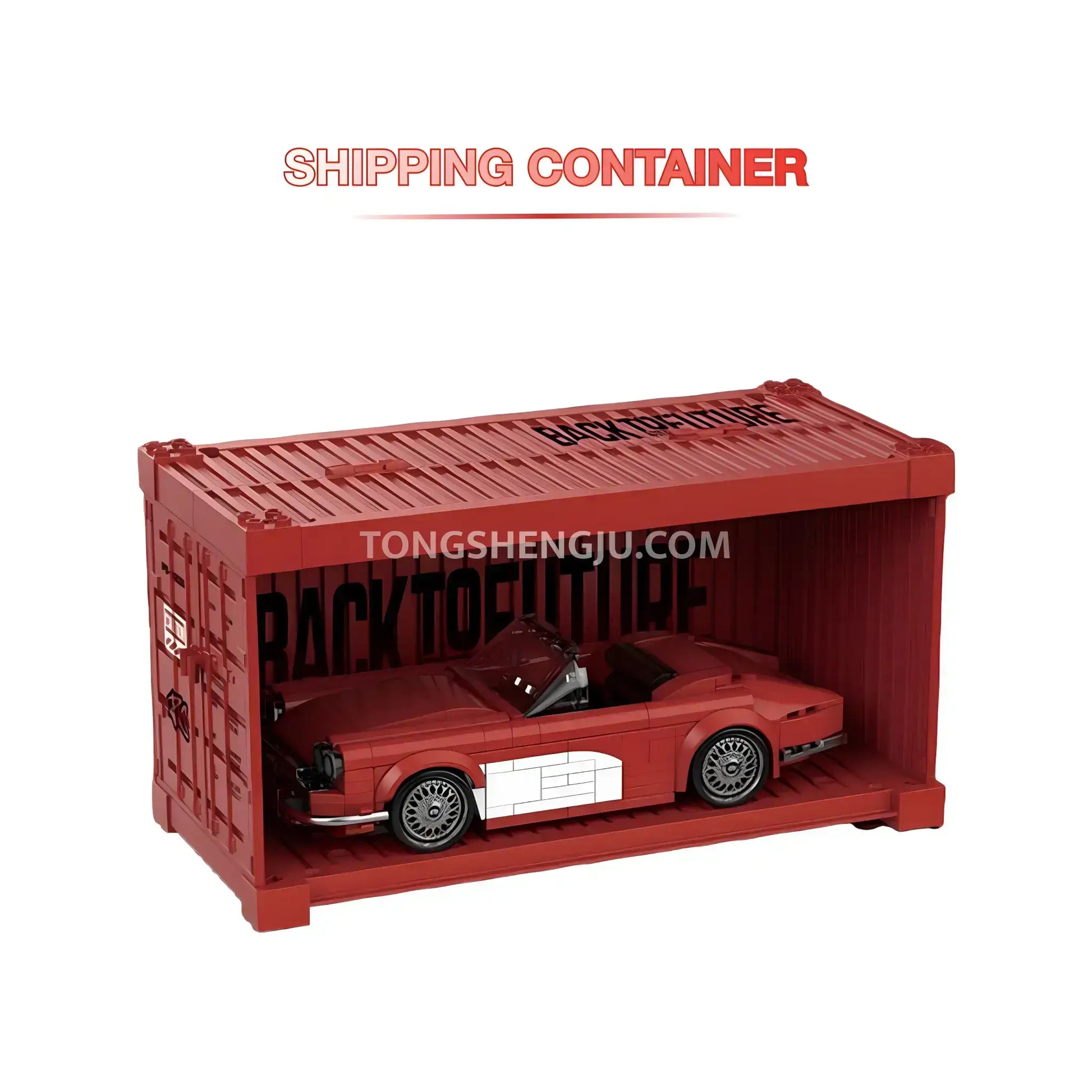 shipping container of happybuild powerbuild pb8828 3in1 crimson revival car building set model car
