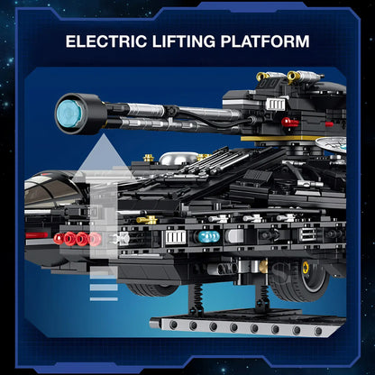 shuanggao 60529 shadowed wing millennium falcon model star wars building blocks toy electric lifting platform