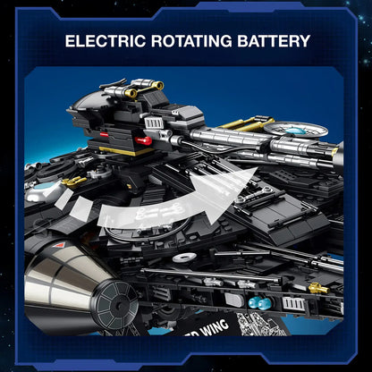 shuanggao 60529 shadowed wing millennium falcon model star wars building blocks toy electric rotating battery