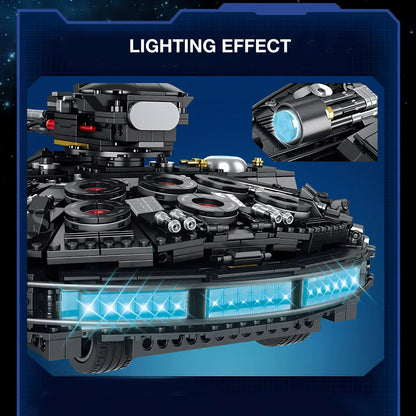 shuanggao 60529 shadowed wing millennium falcon model star wars building blocks toy lighting effect