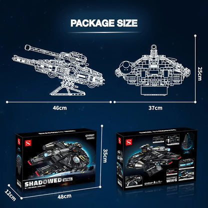 package size of shuanggao 60529 shadowed wing millennium falcon model star wars building blocks toy