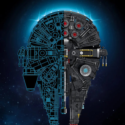 top view of shuanggao 60529 shadowed wing millennium falcon model star wars building blocks toy