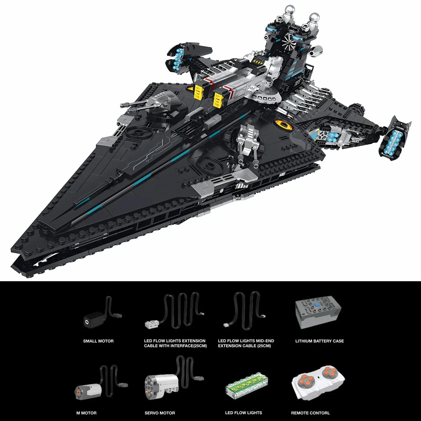 dynamic version of shuanggao 60530 shadowed wing drak battle cruiser model star wars building blocks toy