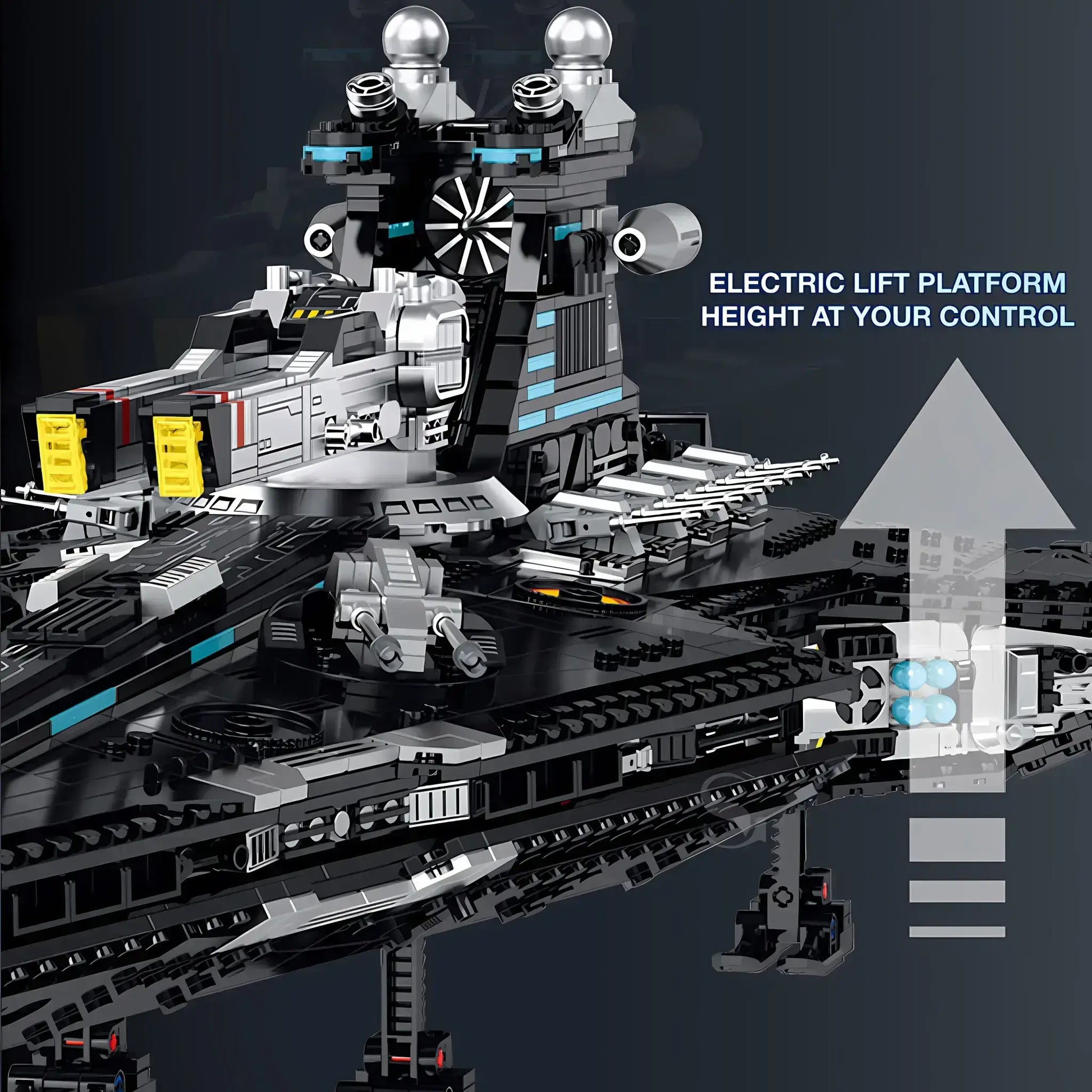 shuanggao 60530 shadowed wing drak battle cruiser model star wars building blocks toy electric lift platform height at your control