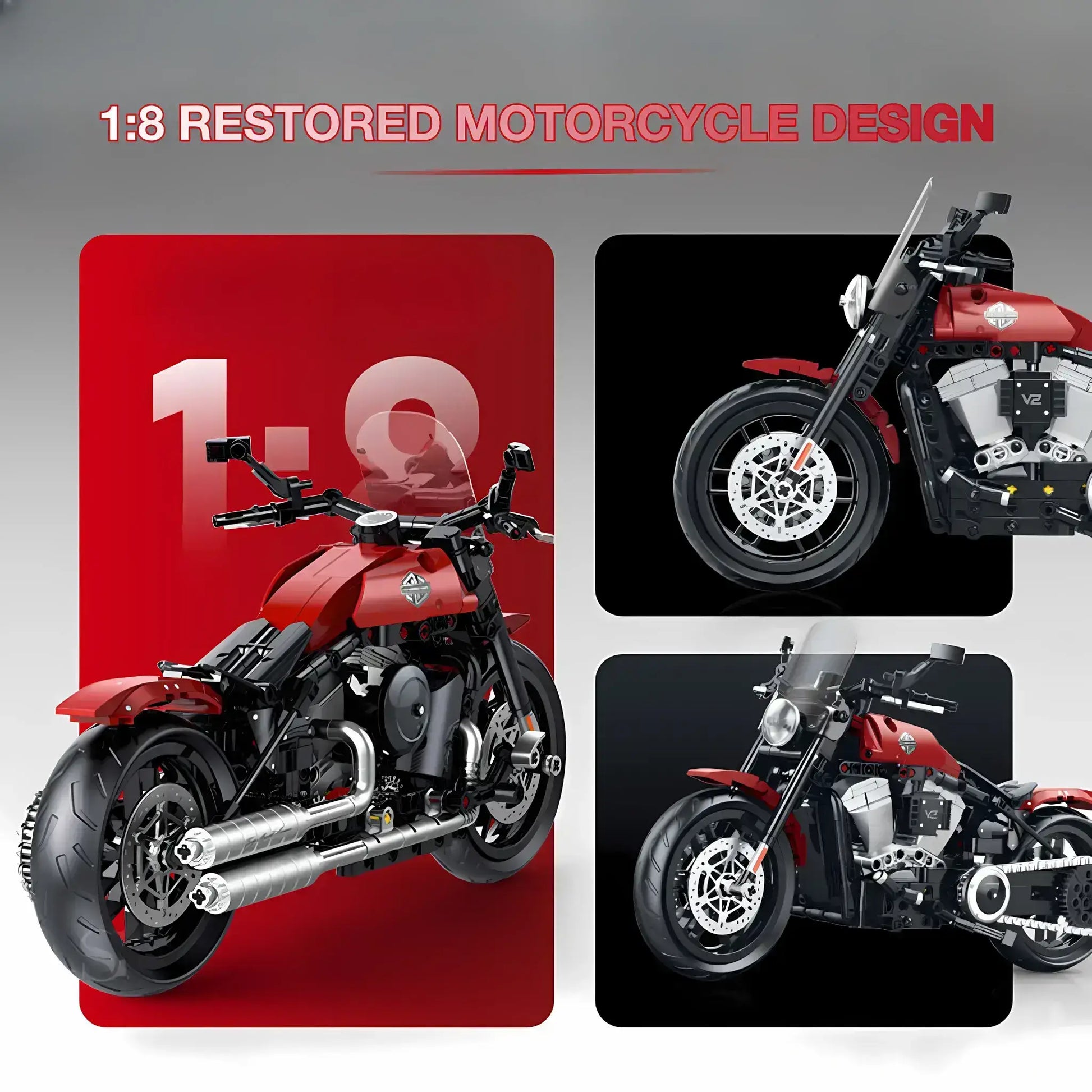 shuanggao 60534 harley davidson softail slim model motorcycle building blocks toy 1:8 restored motorcycle design