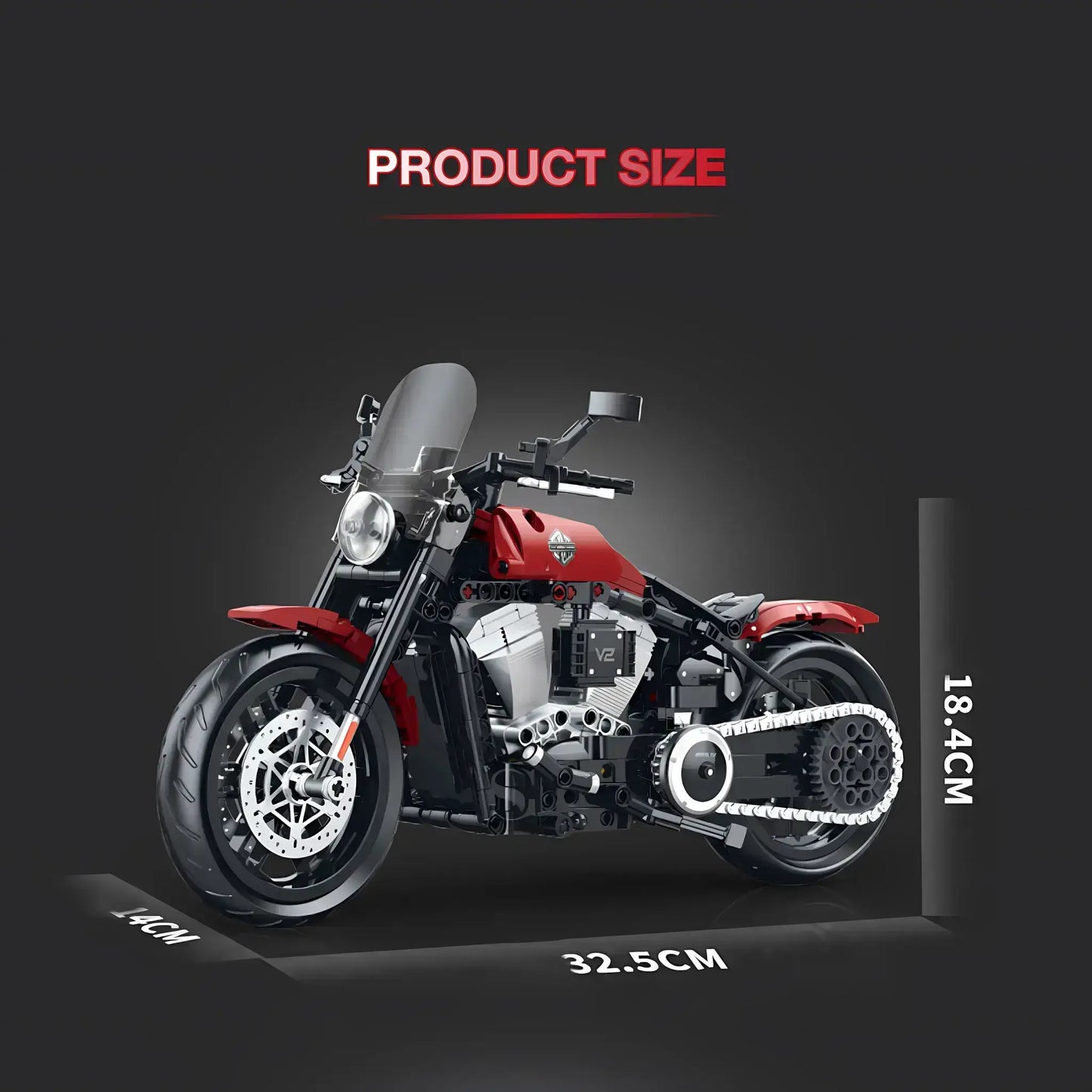 product size of shuanggao 60534 harley davidson softail slim model motorcycle building blocks toy