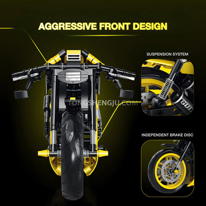 front view of shuanggao 60536 halei v rod night rod motorcycle building blocks set model 