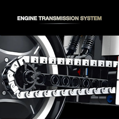 shuanggao 60539 porsche 619 technic motorcycle building blocks set model motorcycle engine transmission system