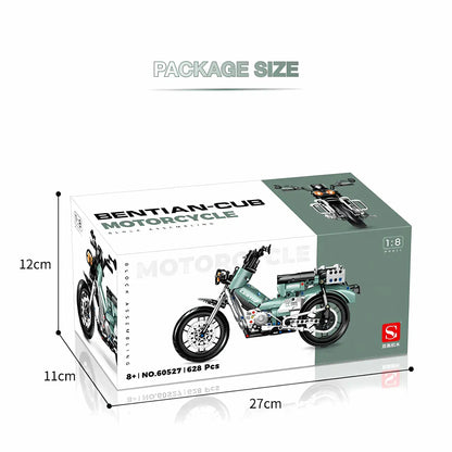 package size of shuanggao 60527 bentian cub building blocks model toy motorcycle