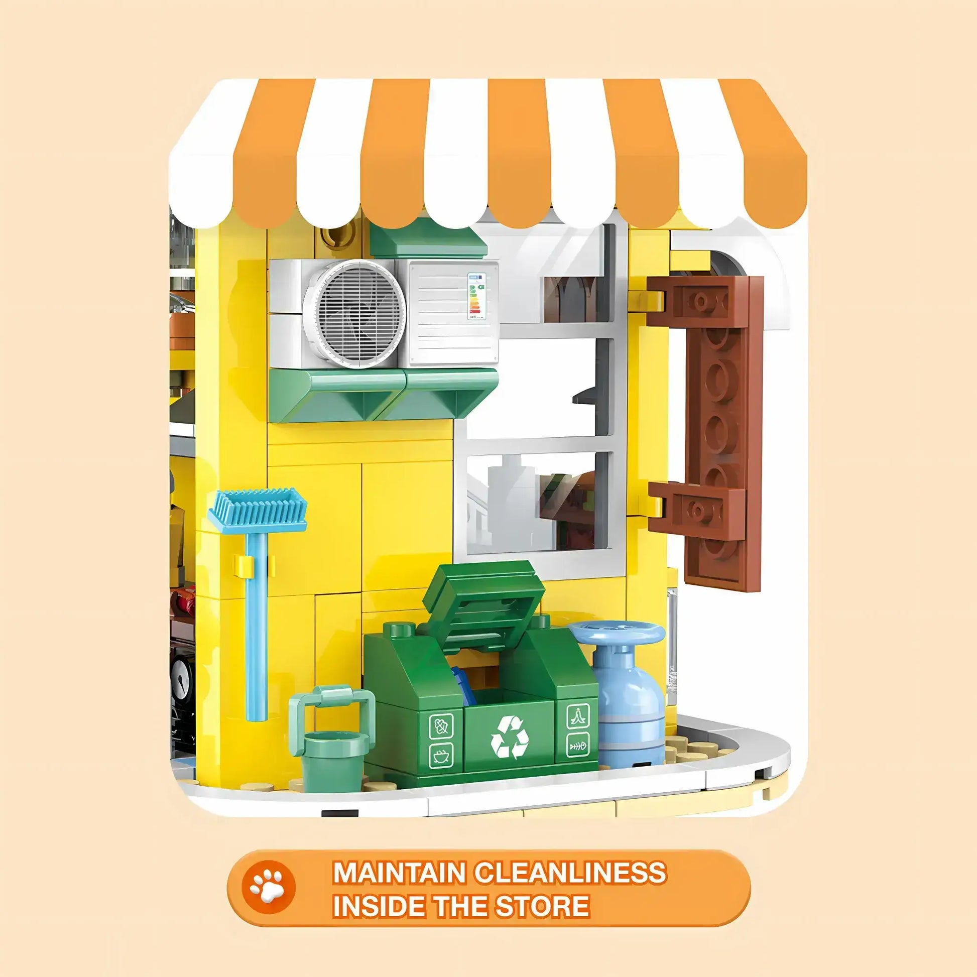 shuanggao 60523 cat pet store building blocks model toy maintain cleanliness inside the store