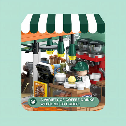 shuanggao 60524 dog coffee shop building blocks model toy a variety of coffee drinks