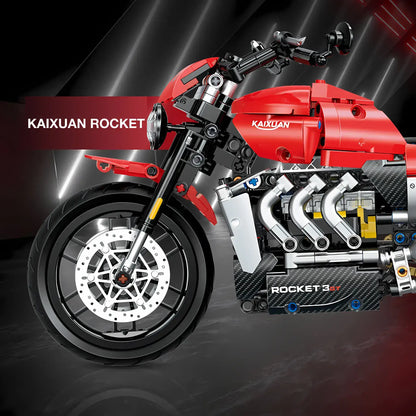 side view of shuanggao 60528 kaixuan rocket building blocks model toy motorcycle
