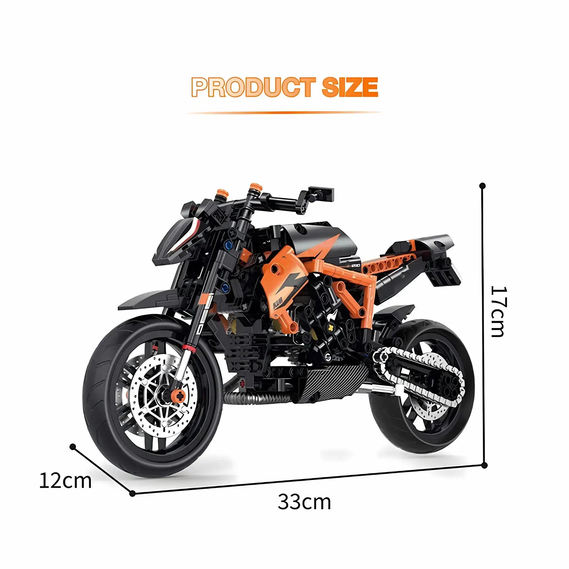 product size of shuanggao 60501 super duke 1290 model motorcycle building blocks toy 